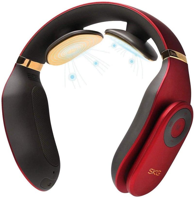 SKG Smart Neck Massager with Heating Function, Wireless 3D Travel Neck Massage Equipment/Red/24K Gold